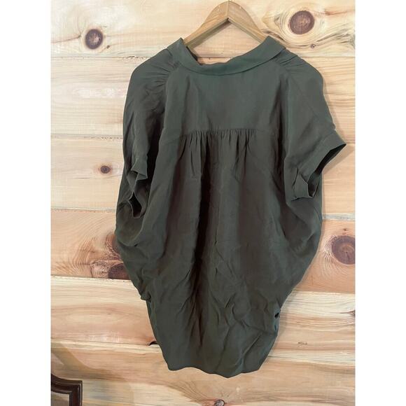 Madewell women's army green button down blouse. high-low. size small - Picture 2 of 7